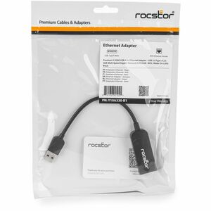 Rocstor Premium USB-A to 2.5G Ethernet Adapter - 1 x USB Type A - Male - 1 x RJ-45 Network - Female - Black - 1