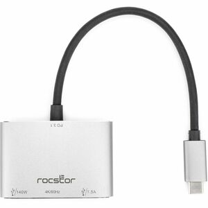 Rocstor Type-C to HDMI/USB-A/Type-C Data or PD3.1 Charging - for Monitor, Projector, Notebook - Charging Capability - USB 