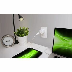 IOGEAR GearPower Dual USB-C 65W GaN Charger - 65 W - 6 ft Cable - 20 V DC Output - 3.25 A - 1