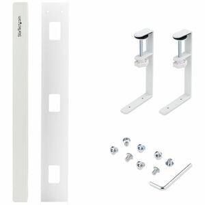 StarTech.com Under Desk Cable Management Tray, Length Adjustable, Clamp-On Installation, No Drilling Required, White - Len