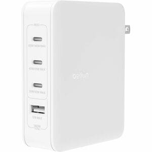 140W 4-PORTS USB GAN WALL CHARGER WITH UK EU US PLUG TIPS WHITE