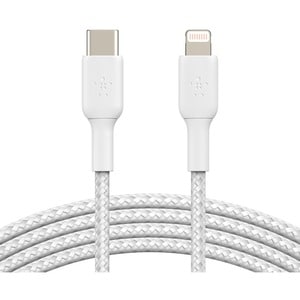 Belkin MFi Certified Braided Lightning to USB-C Charge and Sync Cable, 3.3 Feet / 1 Meters, White