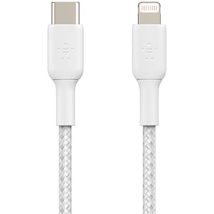 Belkin MFi Certified Braided Lightning to USB-C Charge and Sync Cable, 6.6 Feet / 2 Meters, White