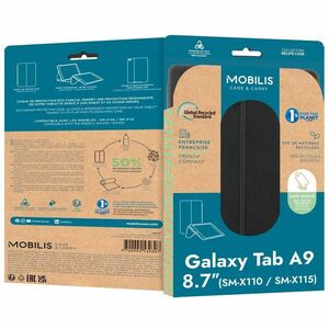MOBILIS Estojo de transporte (Flap) para 22.1 cm (8.7") Samsung Tablet - Preto - Resistente a riscos, Resistente a quedas,