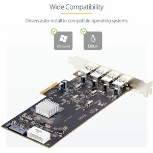 StarTech.com 4-Port USB PCIe Card, USB 3.2 5Gbps, PCI Express Expansion Card with 4x Independent USB Controllers, 4x USB-A