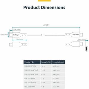 StarTech.com 3 m USB-C Data Transfer Cable - 1 - Cable for Notebook, Computer, Wall Charger, Power Bank, Workstation, Mobi