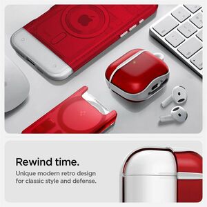 Spigen Classic C1 Charging Case Apple AirPods 4 - Ruby - Polycarbonate, Thermoplastic Polyurethane (TPU) Body - Carabiner 