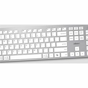 Adesso EasyTouch AKB-730UW Keyboard - Full-size - Cable Connectivity - USB Type C Interface - English (UK) - White - Sciss
