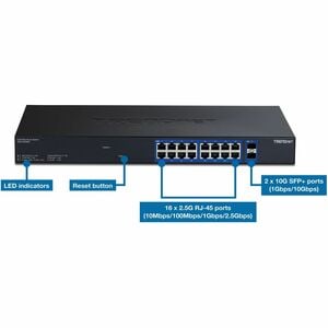 Commutateur Ethernet TRENDnet TEG-3182WS 16 Ports Gérable - Gigabit Ethernet, 2.5 Gigabit Ethernet, 10 Gigabit Ethernet - 