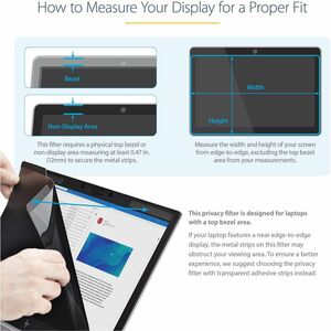 StarTech.com Plastic Anti-glare Privacy Screen Filter for Dell, Acer, HP - Black, Transparent - 1 Each - TAA Compliant - F