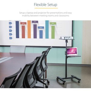 StarTech.com Projector Trolley - 2 Shelf - 20 kg Capacity - 4 Casters - Steel - 502.9 mm Length x 454.7 mm Width x 1463 mm