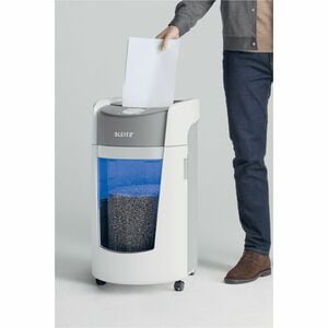 Leitz IQ OptiMax Paper Shredder - Continuous Shredder - Micro Cut - 10 Per Pass - for shredding Staples, Paper - 2 mm x 15