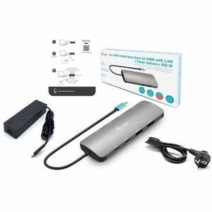 i-tec USB Type C Docking Station for Smartphone, Notebook, Tablet, Monitor - Charging Capability - 100 W Power Supply - 2 