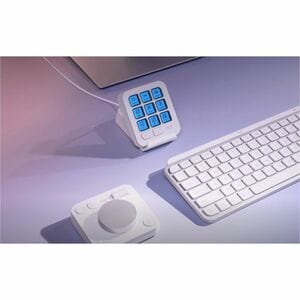 Logitech MX Creative Console Tastenfeld und Drehregler - Keypad, Kabel USB-Typ C, Pale Gray - Wählfeld, Kabellos, Bluetoot