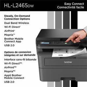 Brother HL-L2465DW Wired & Wireless Laser Multifunction Printer - Monochrome - Copier/Printer/Scanner - 30 ppm Mono Print 