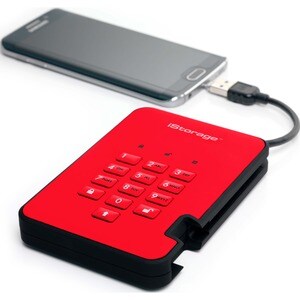 SSD Portable iStorage diskAshur2 - Externe - 512 Go - Rouge Ardent - Conforme aux normes TAA - Client Léger Appareil compa
