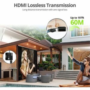 SIIG HDMI Over Cat6 Extender - 60m - 1080p - PoC - Metal Housing - HDMI Over Cat6 Extender - Extends HDMI audio/video sign
