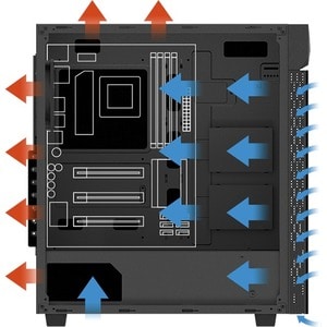 Gigabyte GB-C200G Computer Case - Mini ITX, Micro ATX, ATX Motherboard Supported - Mid-tower - Steel, Glass, Plastic - Bla