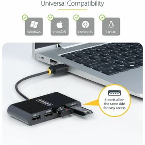 StarTech.com Hub USB 2.0 a 4 Porte, Splitter USB Portatile Alimentato da Bus; Replicatore di Porte/Adattatore Multiporta U