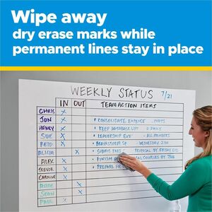 Post-it® Easy Erase Whiteboard Roll, 8'x4' - 48" (4 ft) Width x 96" (8 ft) Height - White Polyester Surface - Rectangle - 