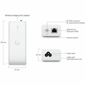 Ubiquiti Single Band Wi-Fi 5 IEEE 802.11a/n/ac 866.70 Mbit/s Wireless Bridge - 5 GHz - 1 x Internal Antenna(s) - Internal 