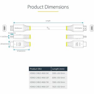 StarTech.com Câble HDMI Haut Débit de 5m Certifié Premium, 4K 60Hz/1440p 144Hz, HDR10/HDCP 2.2/ARC, 18Gbps, Cordon HDMI 2.