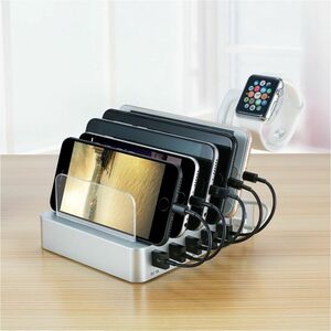 4XEM 50W 6-port USB-A Charging Station - 50 W - 4.90 ft Cable - 120 V AC, 230 V AC Input - 5 V DC Output - 10 A - White - 