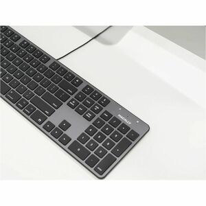 Macally USB Keyboard For Mac (Space Grey) - Cable Connectivity - USB Type A Interface - 104 Key(s) - Mac OS - Computer, No