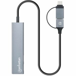 Manhattan Concentrador USB - USB Tipo A, USB Tipo C - 640MB/s - Portátil, De Escritorio, Smartphone, Mouse, Teclado, Unida