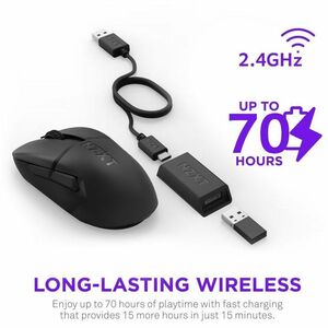 NZXT Lift Elite Wireless MS-101NB-01 Gaming Mouse - Radio Frequency - USB 2.0 Type A - Optical - Black - Cable/Wireless - 