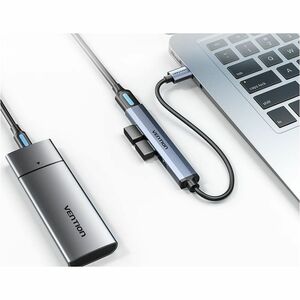 Vention Ultra-slim Mini USB Hub - USB 3.0 - 640 MB/s, 60 MB/s - Notebook, Keyboard, Mouse, Hard Drive, Printer, Scanner - 