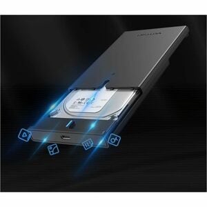 Vention KPBB0 Drive Enclosure SATA/600 - USB 3.1 (Gen 2) Type C Host Interface - UASP Support Portable - Black - 1 x HDD S