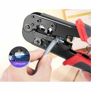 Vention Crimp Tool - Black, Red - High Carbon Steel - Rubber Handle, Ratchet Box