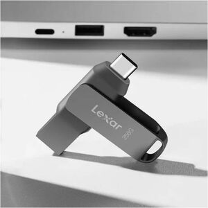 Lexar JumpDrive Dual 256 GB USB 3.1 Type C Flash Drive - Black - 256-bit AES - 130 MB/s Read Speed - 5 Year Warranty