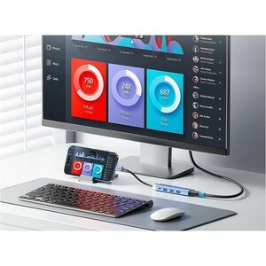 Vention TGE USB Type C Docking Station for Flash Drive - Charging Capability - Blue - Portable - 4K, 4K @30Hz, HD - 3840 x
