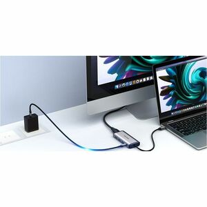 Vention USB Type C Docking Station for Keyboard, Notebook, Flash Drive - Charging Capability - Grey - Portable - 4K, HD - 