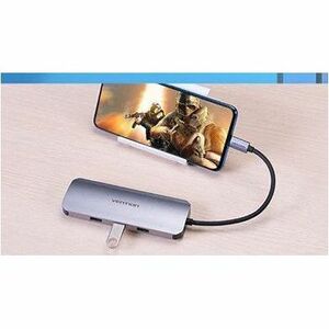 Vention TOKHB USB Type C Docking Station for Notebook, Monitor, Gaming Console, Memory Card Reader - Charging Capability -