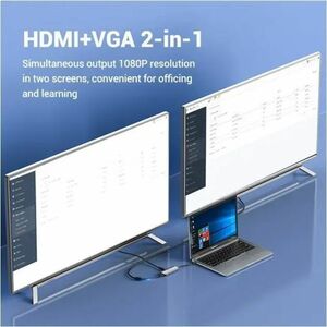 Vention USB Hub - USB Type C - 640 MB/s - Notebook, Desktop, Mouse, Keyboard, Printer, Projector, Flash Drive, TV - Grey -