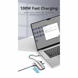 Vention USB Type C Docking Station for Notebook, Smartphone, Tablet PC, Projector, TV - Charging Capability - Grey - 4K @