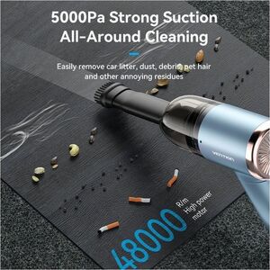 Vention KRA Cordless Portable Vacuum Cleaner - Black, Blue - 100 mL Dust Capacity - Nozzle, Upholstery Nozzle, Brush Tool 