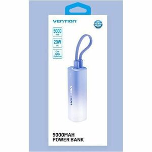 Vention FHW Power Bank - Gradient Blue - For iPhone - 1 x Type-C 20W - Lithium Polymer (Li-Polymer) - 5000 mAh - 3 A, 2.22