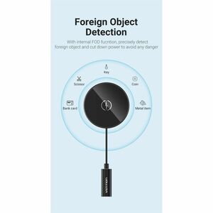 Vention FGABAG Induction Charger - Black - Box - For iPhone, Qi-enabled Device - Input connectors: USB - Heat-free Chargin