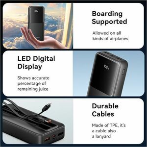 Vention FHP Power Bank - Black - For Smartphone, iPhone - 20000 mAh - 22.50 W - 3 A, 2.22 A, 1.67 A, 2 A, 2.25 A, 1.50 A, 
