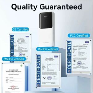 Vention FHO Power Bank - White - For Smartphone, iPhone - 10000 mAh - 22.50 W - 3 A, 2.22 A, 1.67 A, 2 A, 2.25 A, 1.50 A, 
