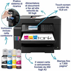 Epson ET-16605 Wired & Wireless EcoTank Inkjet Multifunction Printer - Colour - Black - Copier/Fax/Printer/Scanner - 32 pp