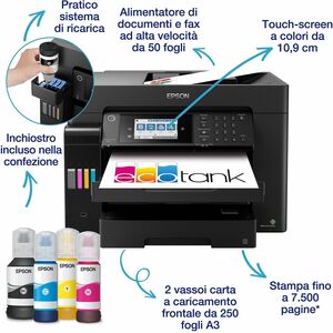 Epson ET-16655 Wired & Wireless EcoTank Inkjet Multifunction Printer - Colour - Black - Copier/Fax/Printer/Scanner - 32 pp