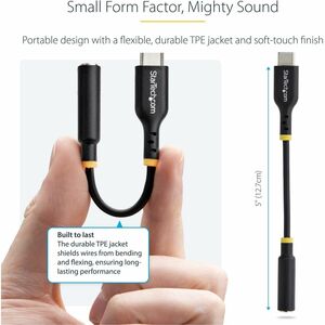 StarTech.com Adaptateur Audio USB-C vers Prise Casque/Casque 3,5 mm TRRS, Dongle Aux USB Type-C, Hi-Fi 32-bit DAC, Compati