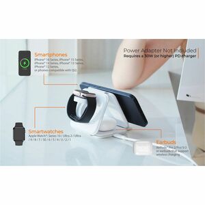 j5create JUPW3215W-N Induction Charger - White - 1 - For iPhone, Qi-enabled Device - Qi2 Certified, Magnetic, Fast Chargin