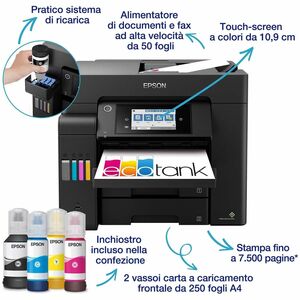 Stampante multifunzione a getto di inchiostro Epson ET-5805 Wireless EcoTank - Colore - Nero - Fotocopiatrice/Fax/Stampant