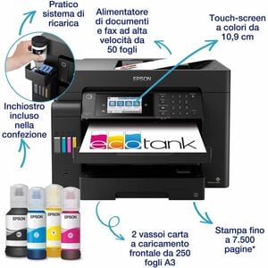 Stampante multifunzione a getto di inchiostro Epson ET-16605 Con filo e senza fili EcoTank - Colore - Nero - Fotocopiatric